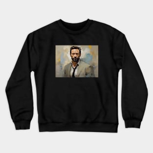 watercolor portrait of Hugh Jackman Crewneck Sweatshirt